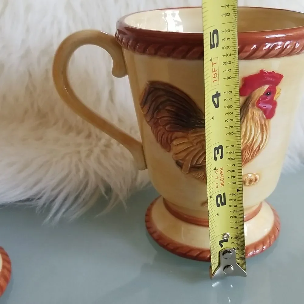 RARE Fitz and Floyd Rooster‎ Coffee Mugs (Set of 2)